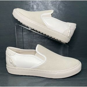 Coach White Leather Suede Slip On G1668